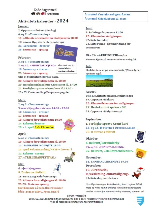 Aktivitetskalender for 2024